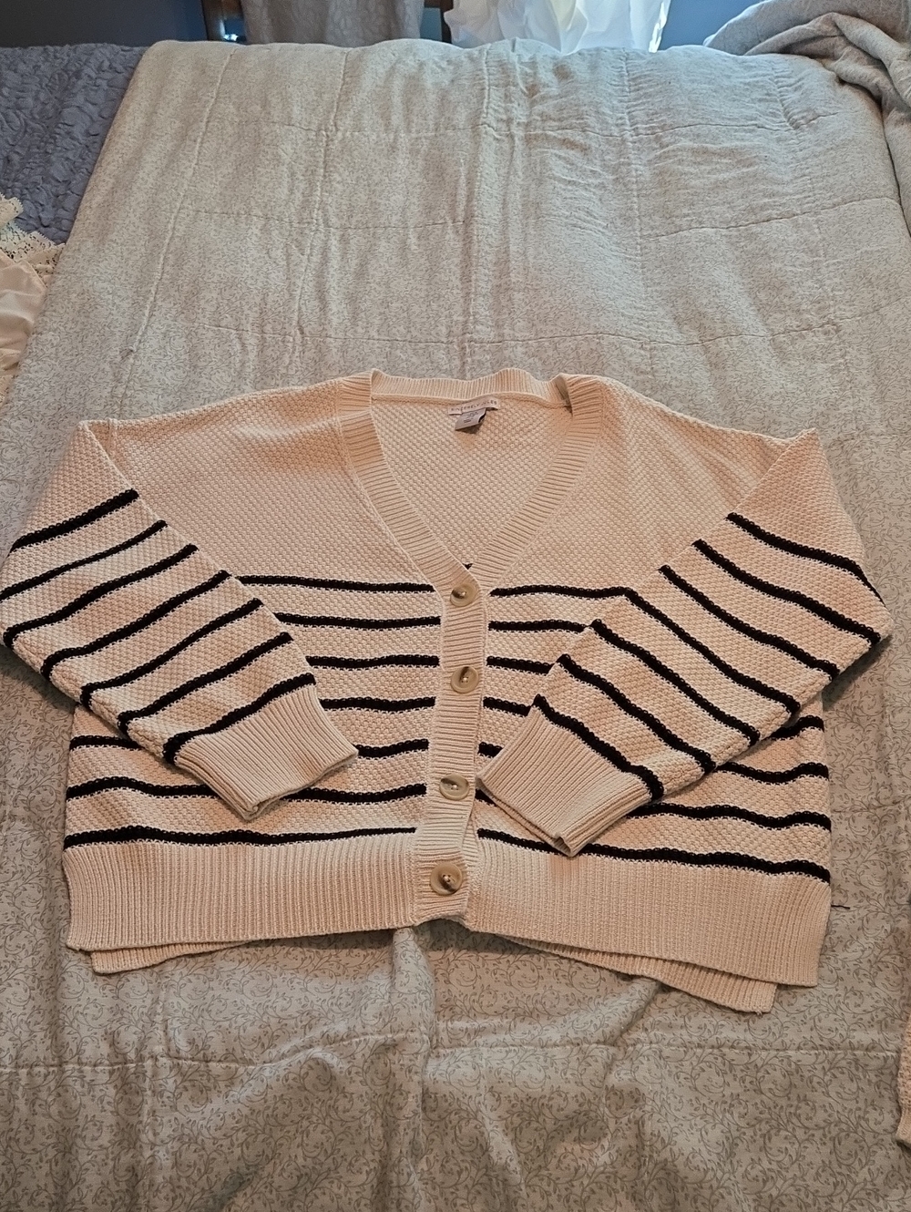 Sincerely Jules Cream/Black Textured Knit Sweater Set M - Picture 2 of 8